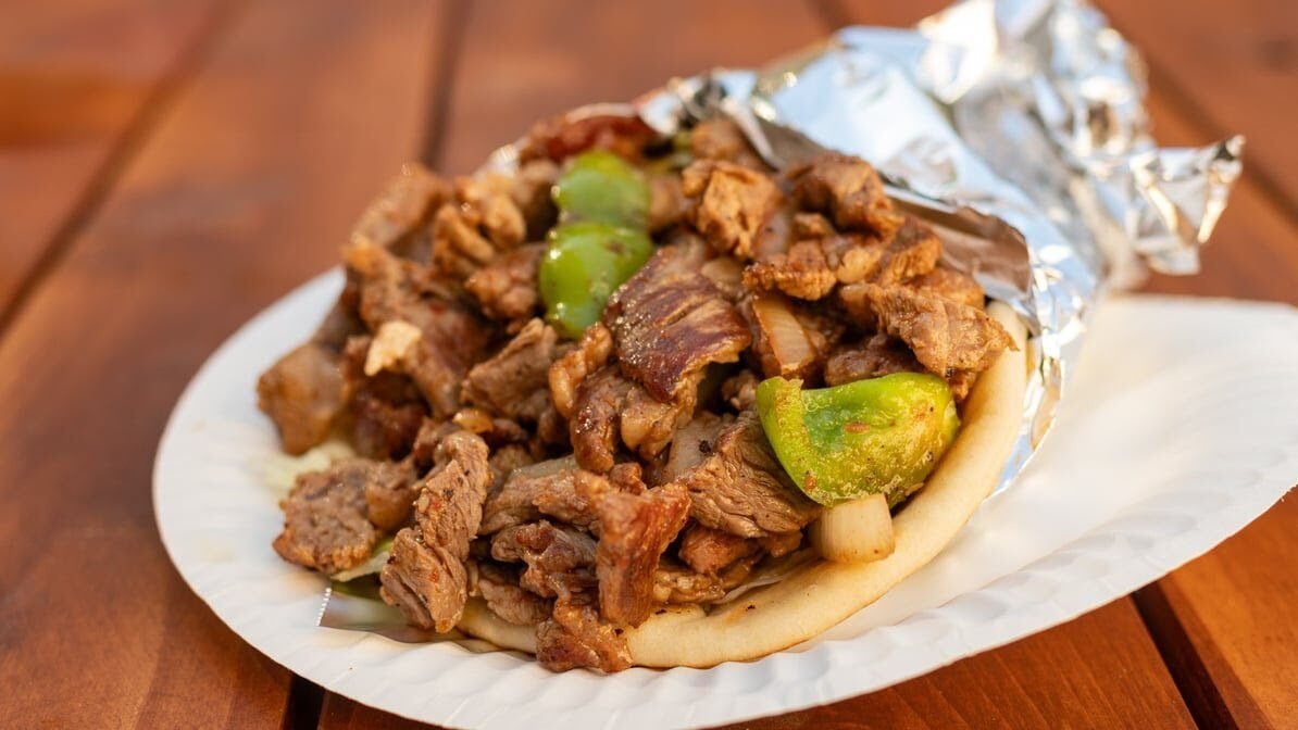 Fresh gyro at Small Pharaoh's PDX in downtown Portland